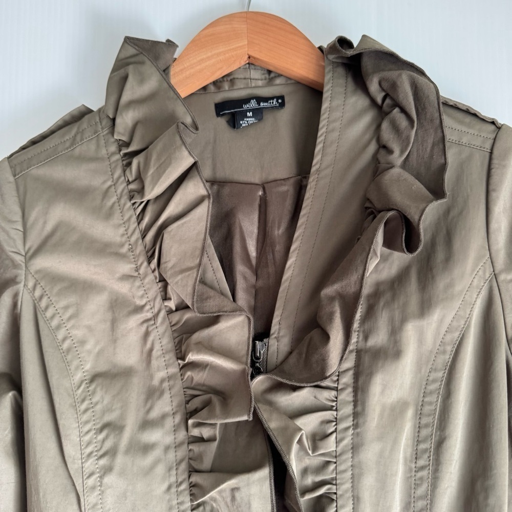Willi Smith green Ruffled Zip Jacket - Picture 2 of 8